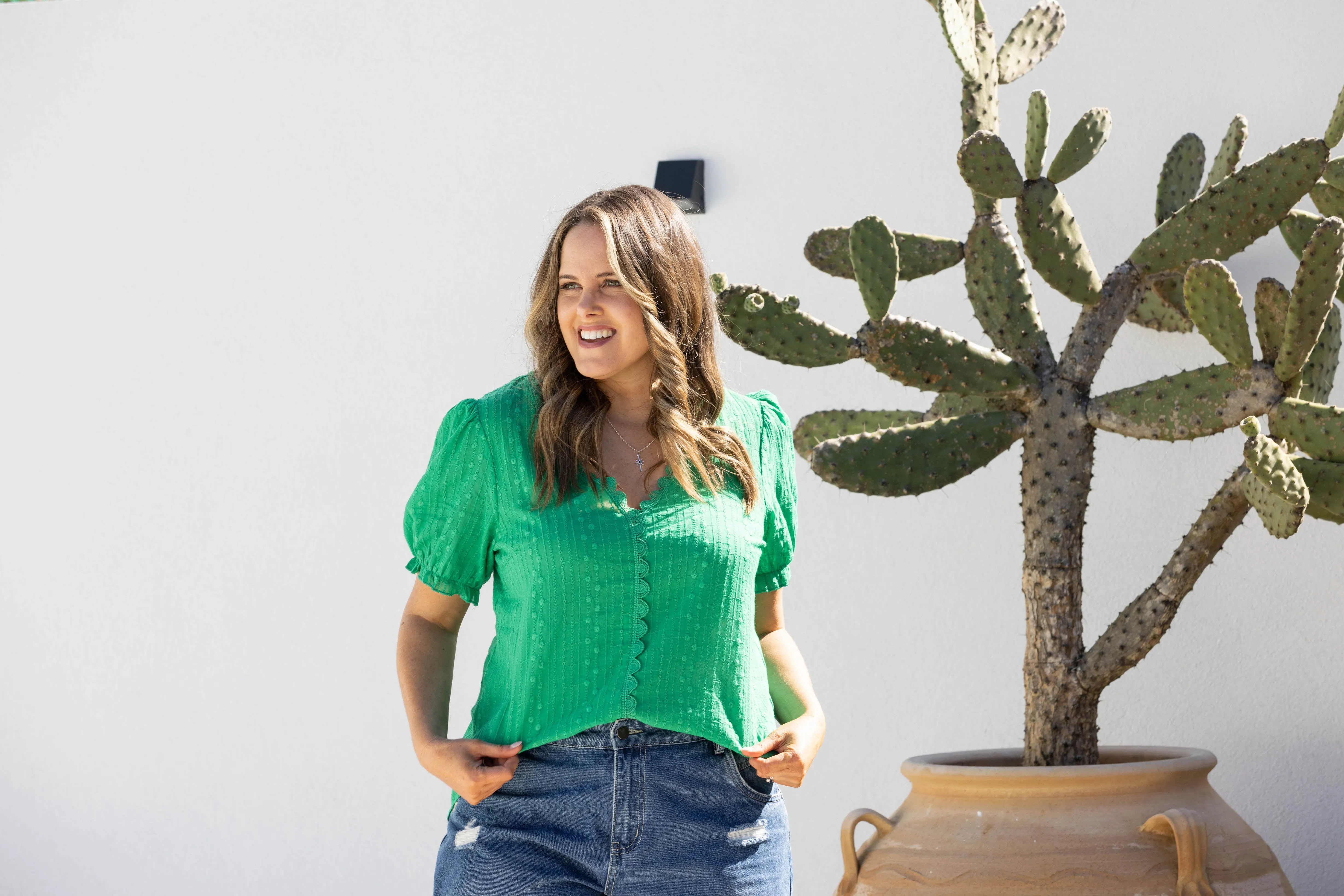 Gloss by Shine On Georgina Broiderie Top Emerald