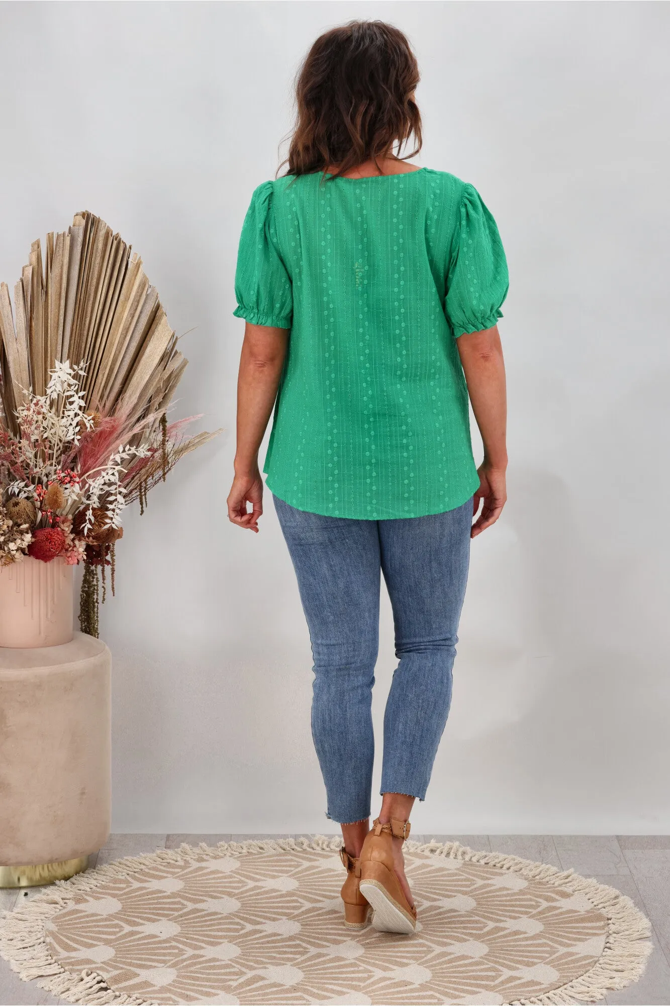 Gloss by Shine On Georgina Broiderie Top Emerald