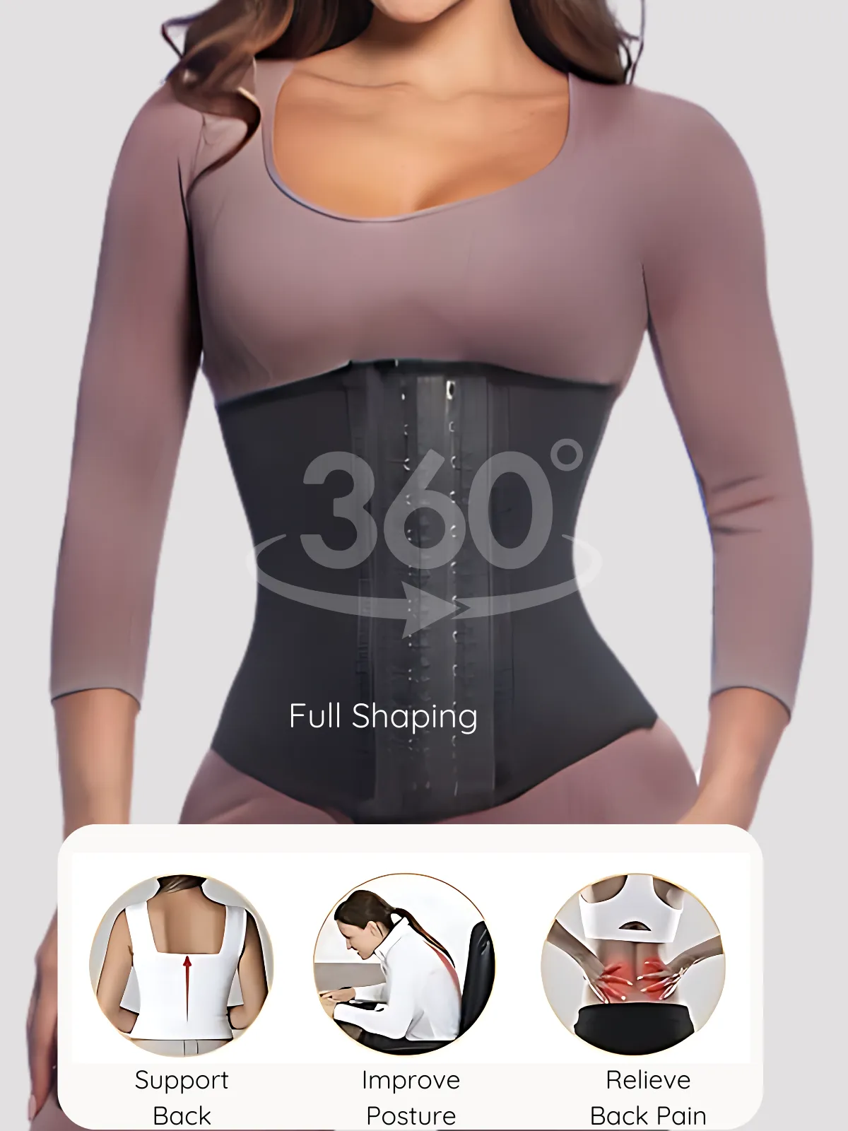 High-Compression Waist Cincher with Double Lining and 100% Natural Latex