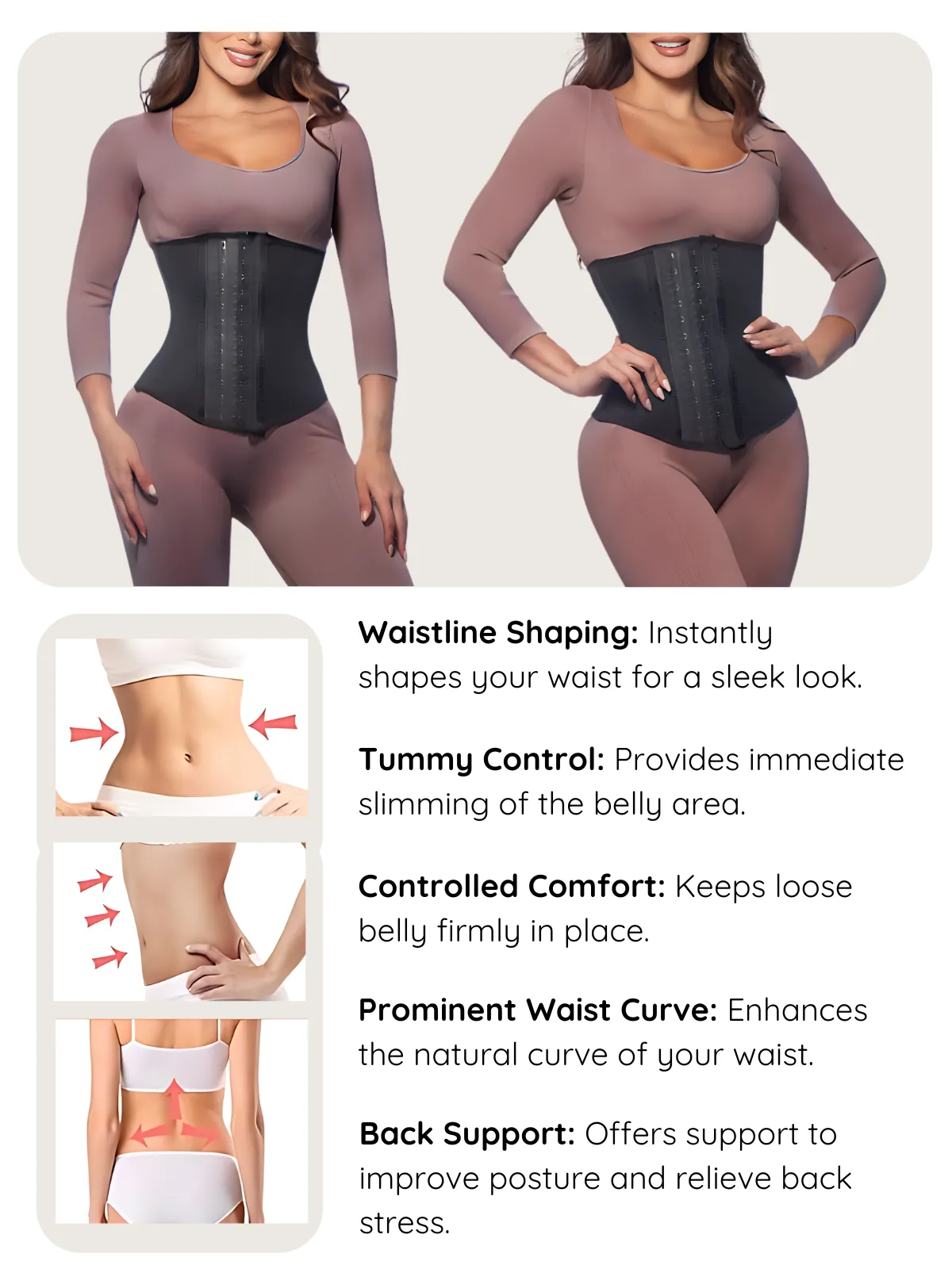 High-Compression Waist Cincher with Double Lining and 100% Natural Latex