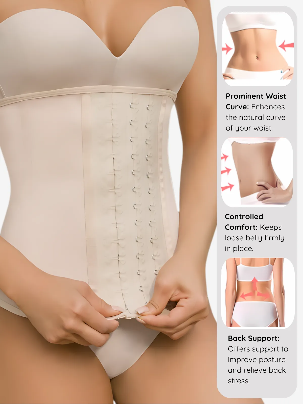 High-Compression Waist Cincher with Double Lining and 100% Natural Latex