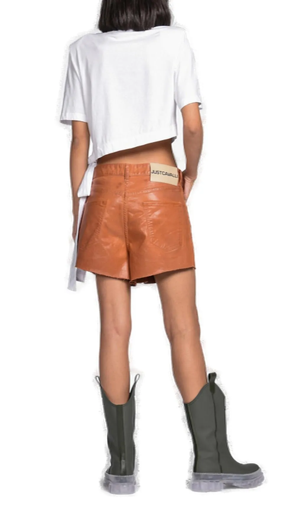 Just Cavalli Coated High Waist Shorts