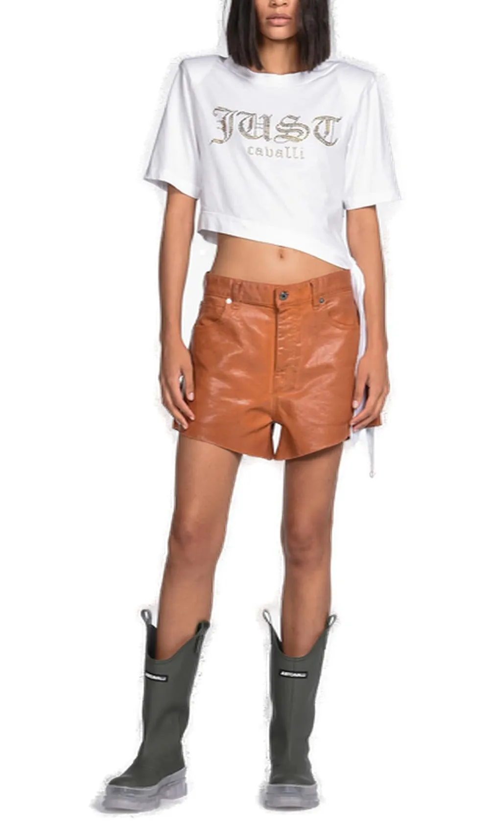 Just Cavalli Coated High Waist Shorts