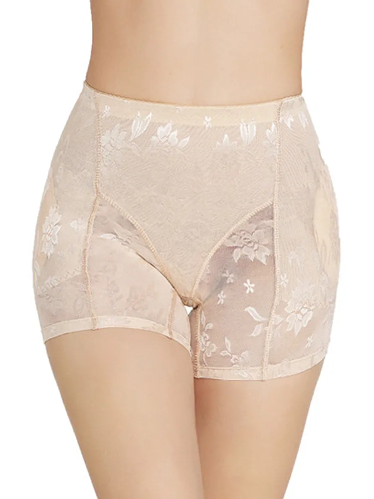 Lace Floral Padded Enhancer Seamless Control Shape Boy Shorts