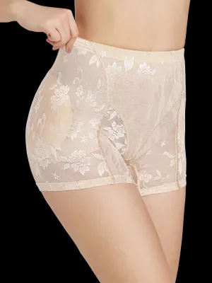 Lace Floral Padded Enhancer Seamless Control Shape Boy Shorts
