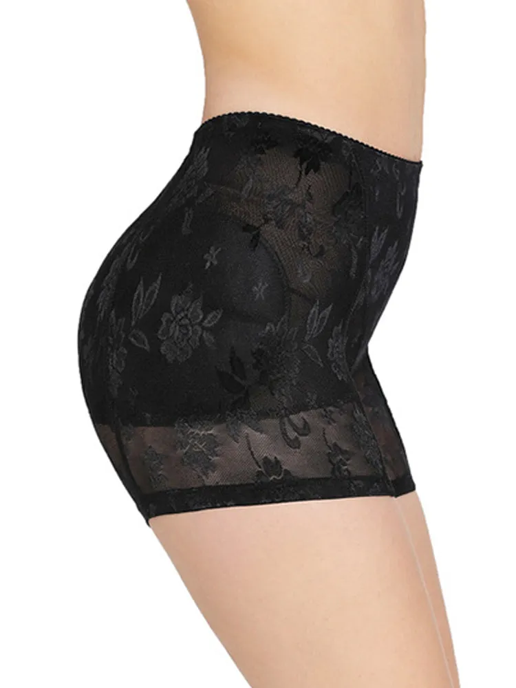 Lace Floral Padded Enhancer Seamless Control Shape Boy Shorts