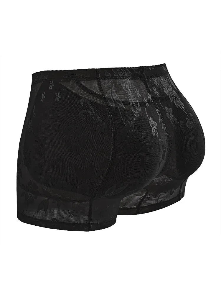 Lace Floral Padded Enhancer Seamless Control Shape Boy Shorts