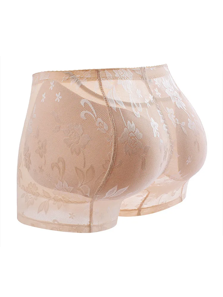 Lace Floral Padded Enhancer Seamless Control Shape Boy Shorts