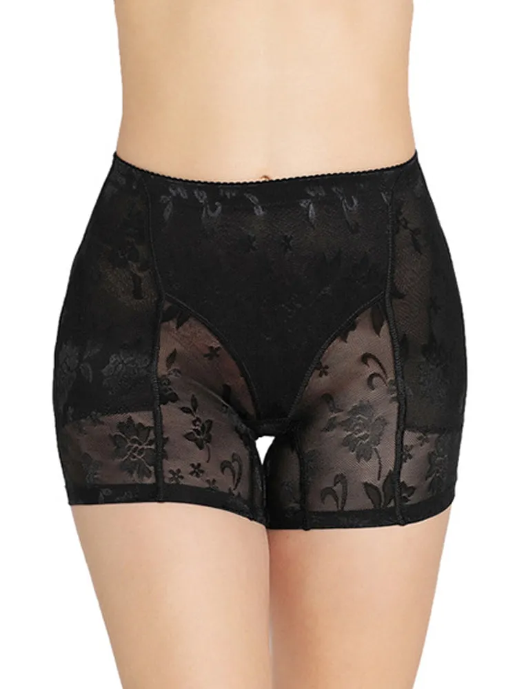 Lace Floral Padded Enhancer Seamless Control Shape Boy Shorts