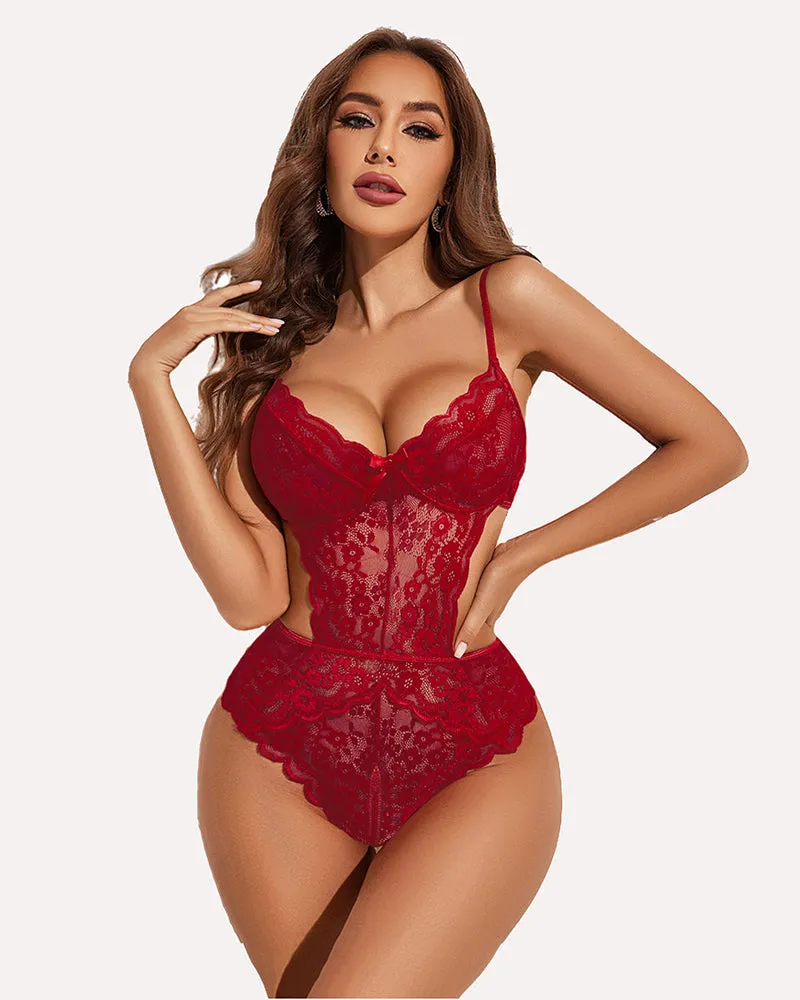 Lace V Neck Cut Out One Piece