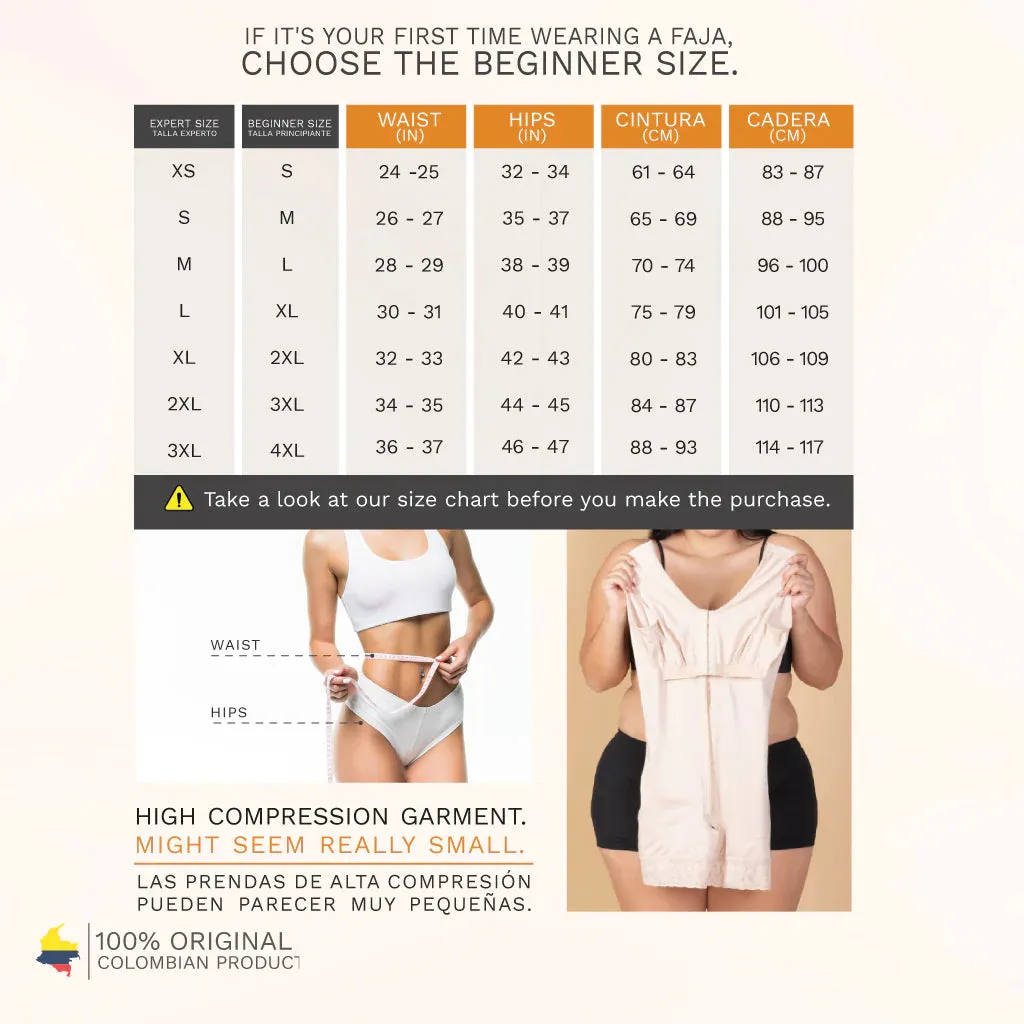 Liposuction Post-Surgery Faja with Zippered crotch, Open bust, Medium compression Sonryse 211BF