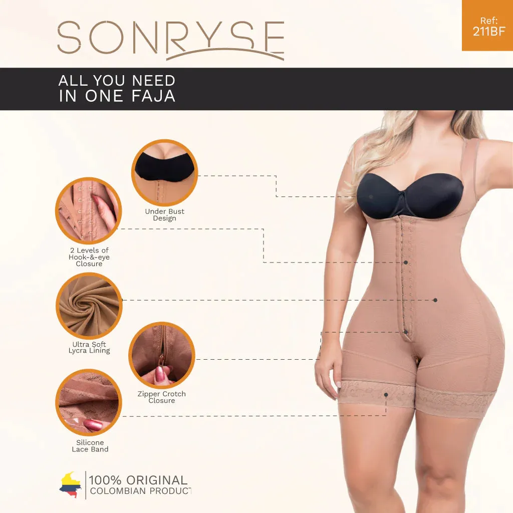 Liposuction Post-Surgery Faja with Zippered crotch, Open bust, Medium compression Sonryse 211BF