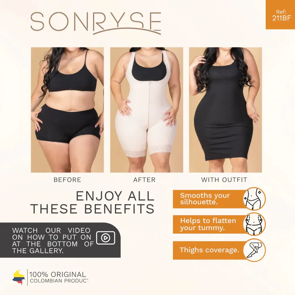 Liposuction Post-Surgery Faja with Zippered crotch, Open bust, Medium compression Sonryse 211BF
