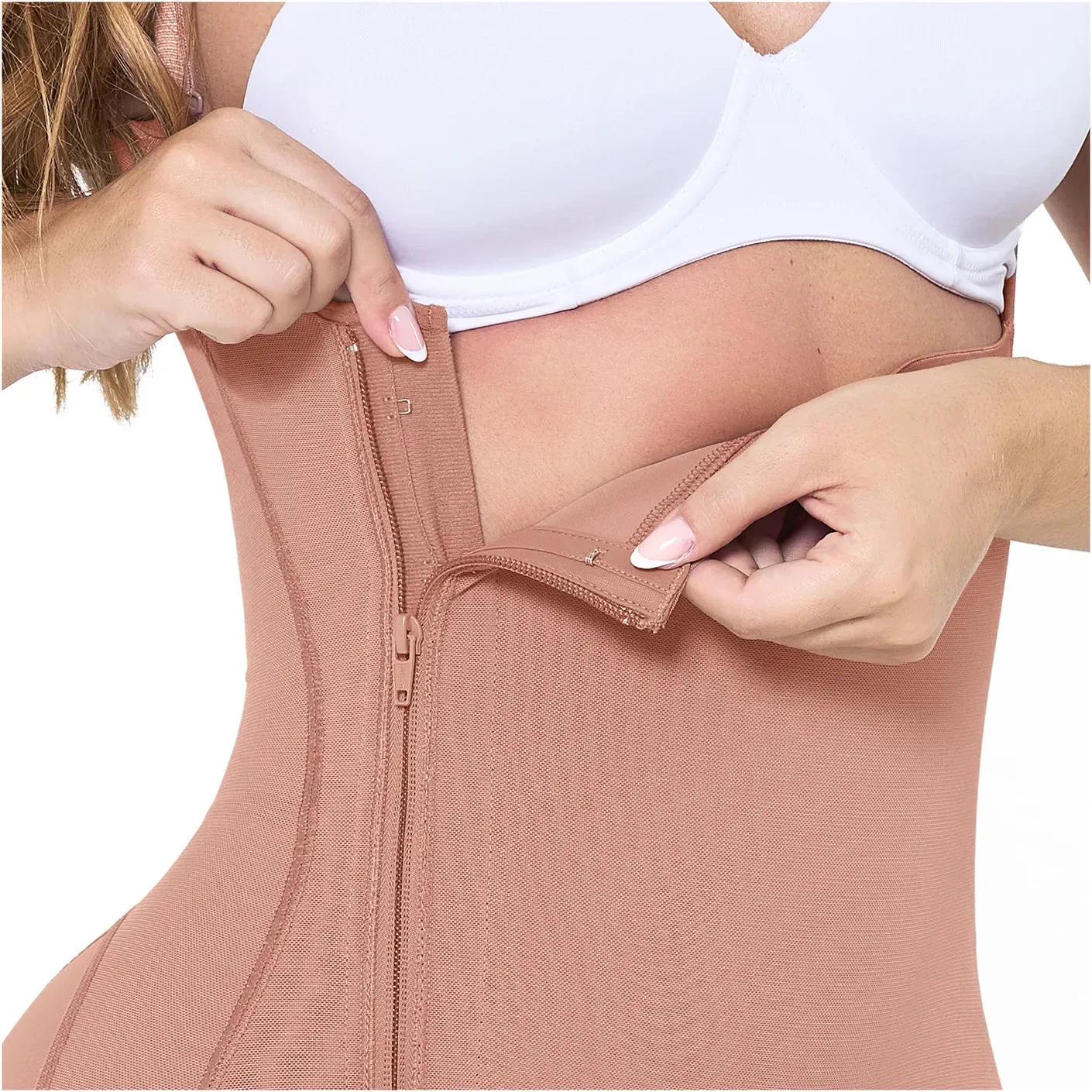 MARIAE FPL3330 Stage 2 Faja Colombiana Post Surgery Postpartum Shapewear Bodysuit Short Length with Side Ziipper & Open Bust