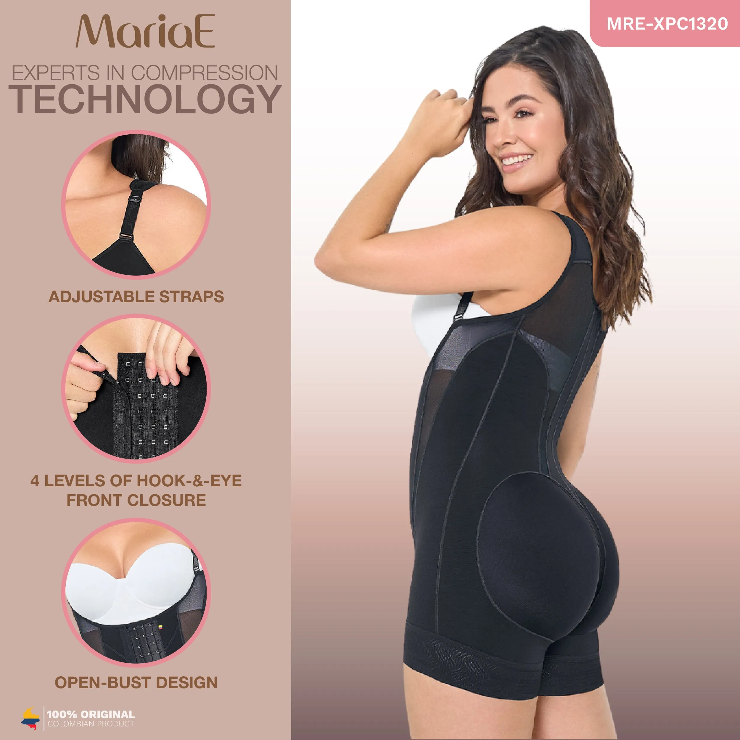 MARIAE XPC1320  Tummy Control Shapewear Bodysuit for Women Ultra Compression Colombian Fajas Colombianas
