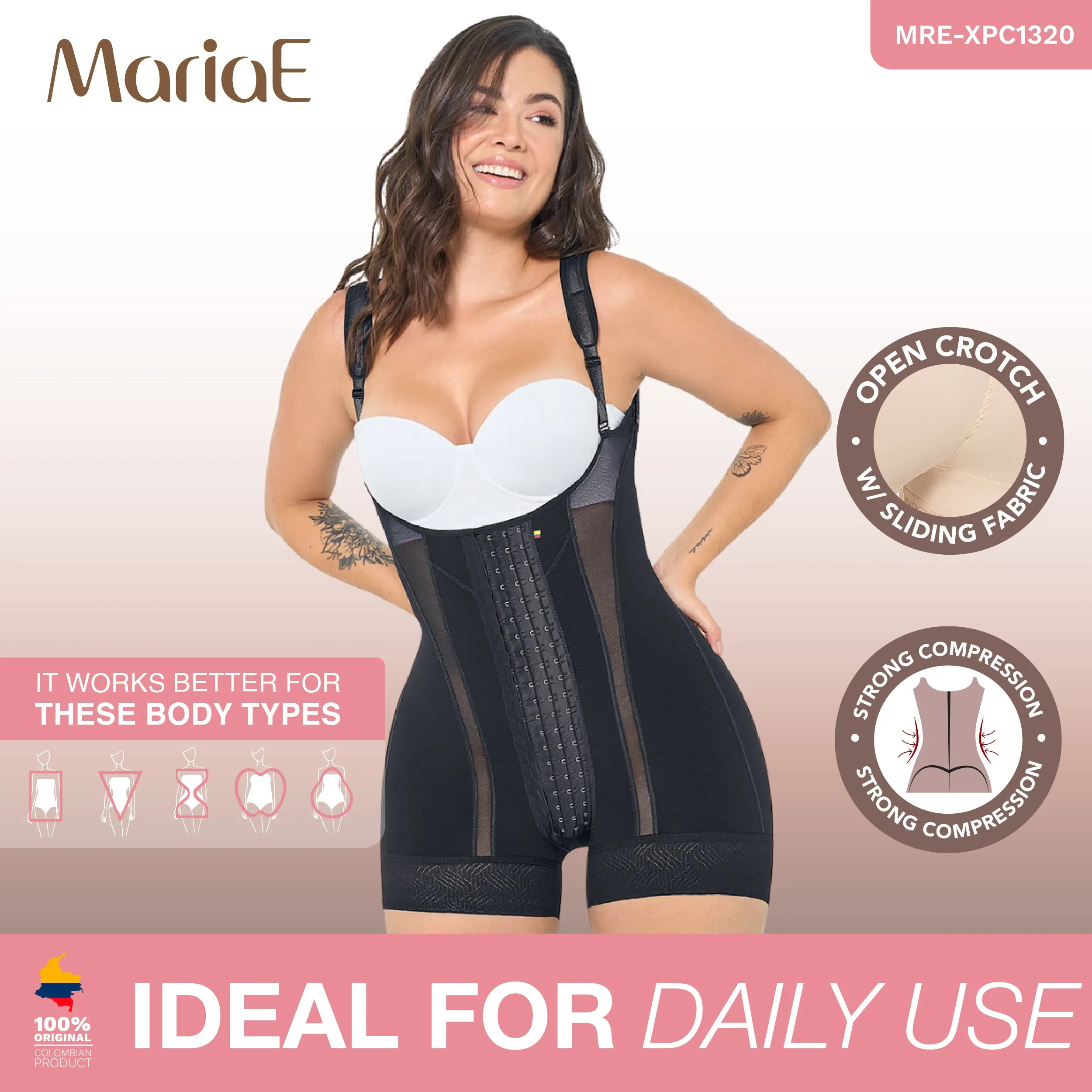 MARIAE XPC1320  Tummy Control Shapewear Bodysuit for Women Ultra Compression Colombian Fajas Colombianas