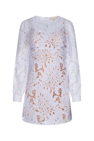 Michael Michael Kors Lace-Detailed Long-Sleeved Mini Dress