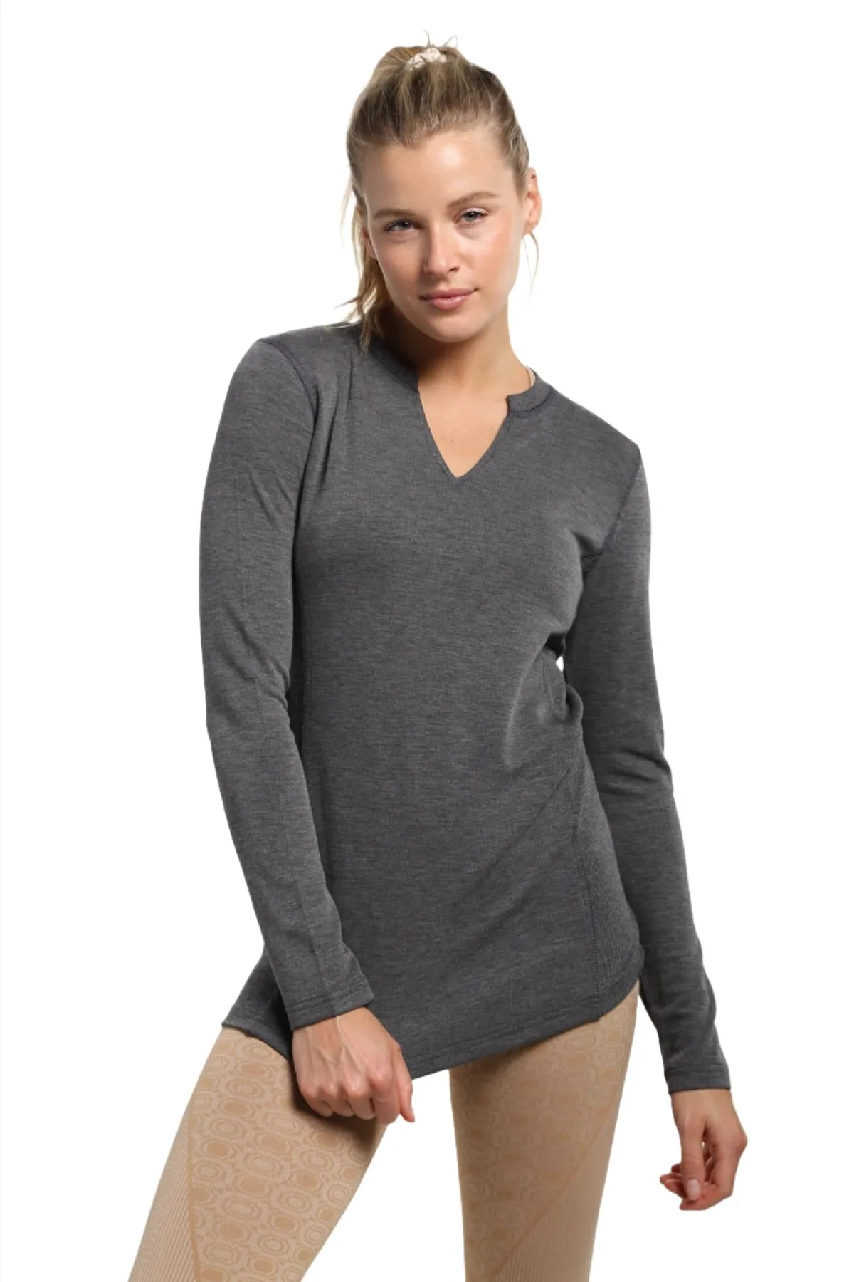 Mono B Split Collar Long Sleeve Tee KT-A1040