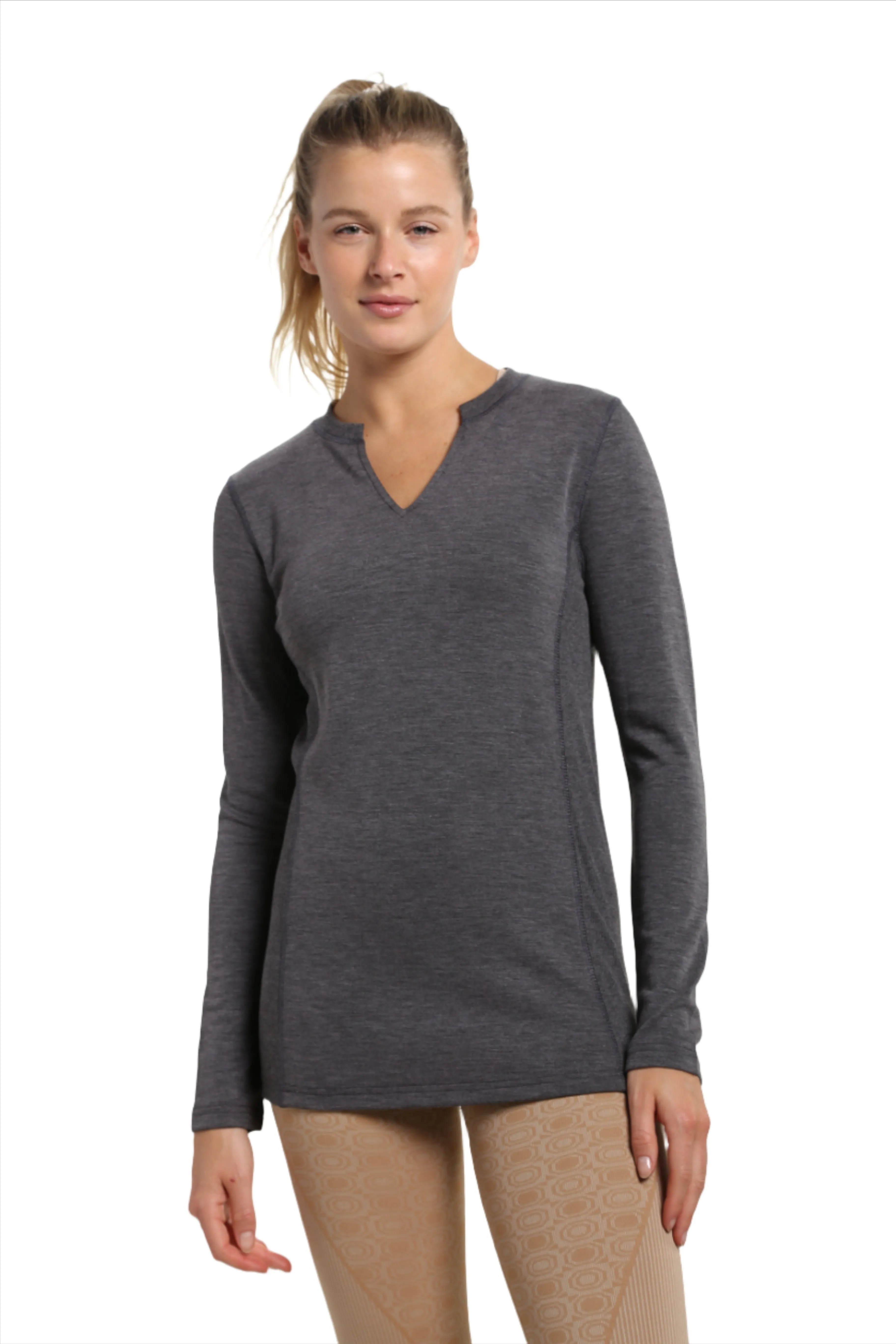 Mono B Split Collar Long Sleeve Tee KT-A1040