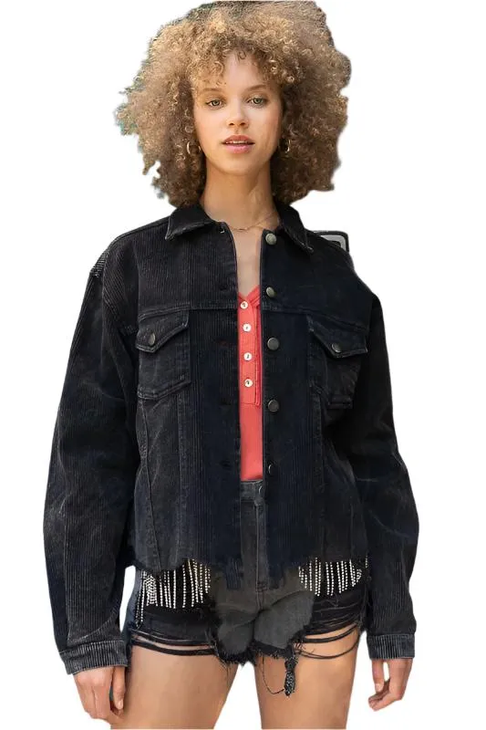 Oversized ribbed shacket