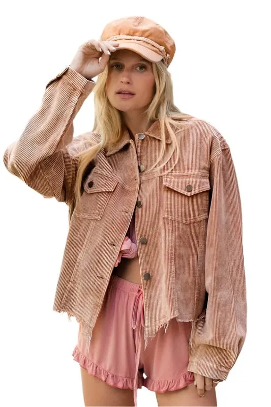 Oversized ribbed shacket