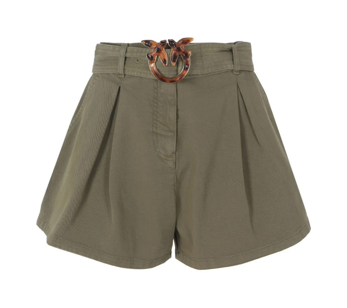 Pinko Love Birds Buckle High Waist Shorts