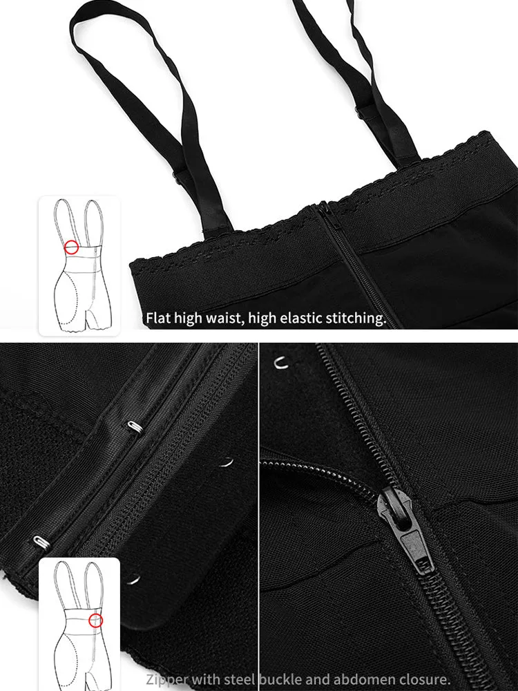 Plus Size Removable Padding Thigh Slimmer Tummy Control Body Shapewear