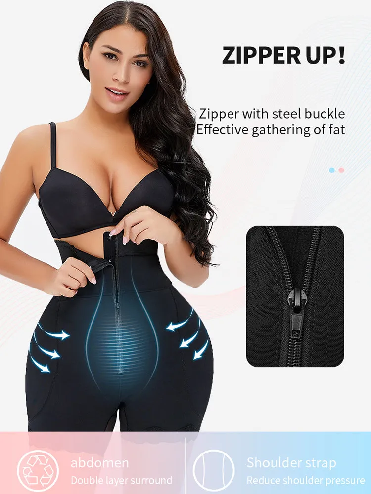 Plus Size Removable Padding Thigh Slimmer Tummy Control Body Shapewear