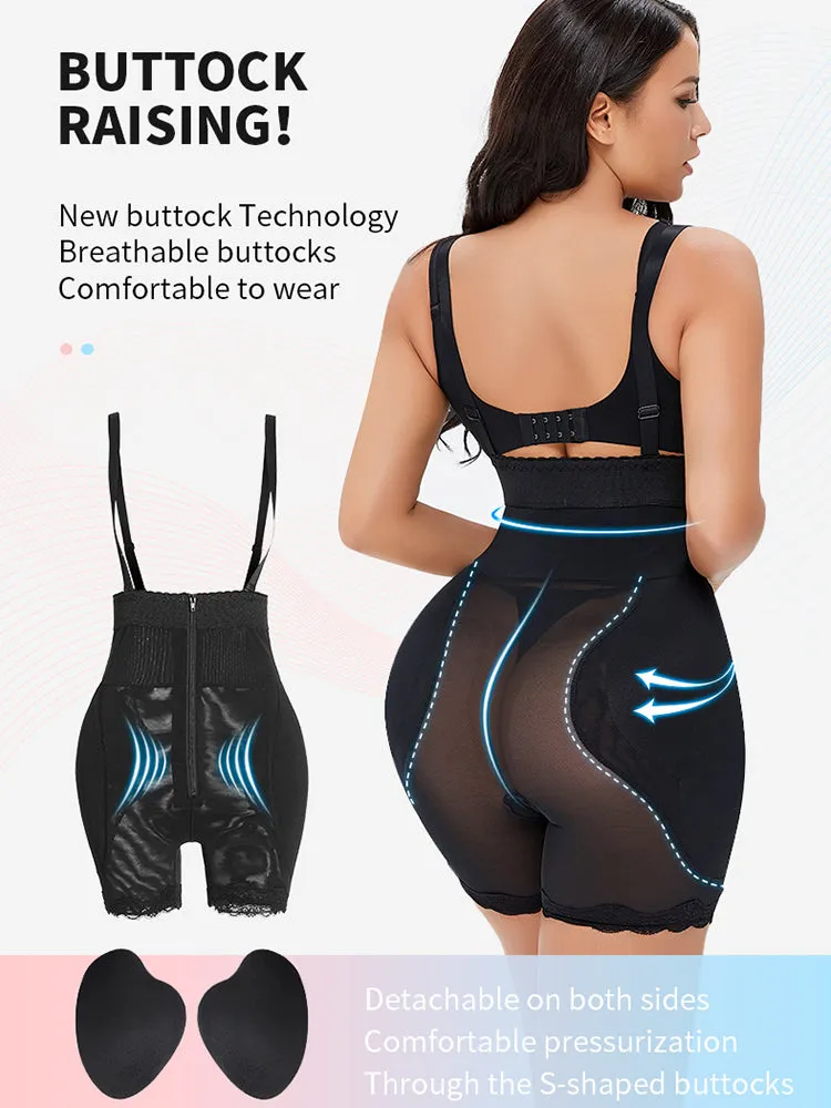Plus Size Removable Padding Thigh Slimmer Tummy Control Body Shapewear
