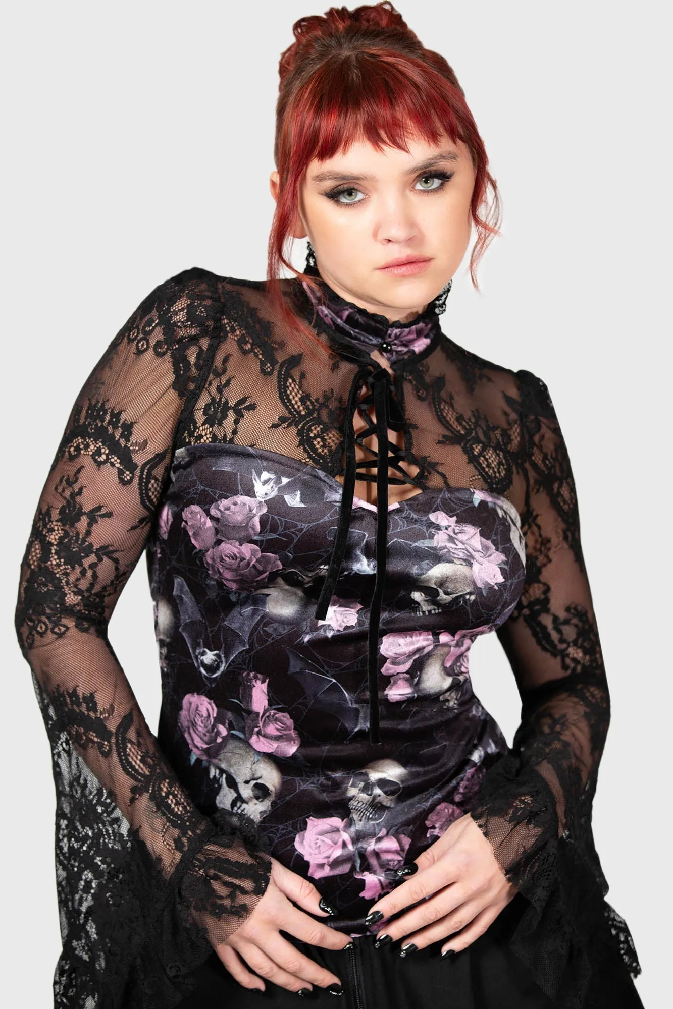 Poison Fang Long Sleeve Top [BLACK/PINK] - Resurrect