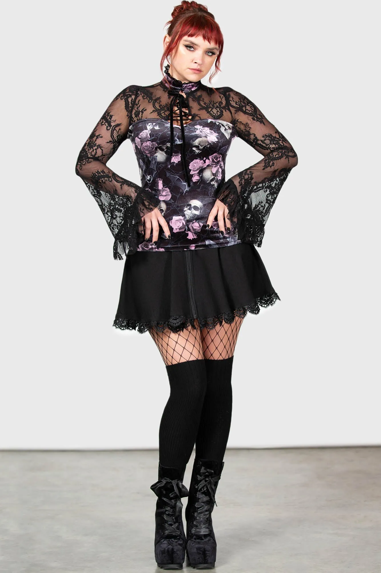 Poison Fang Long Sleeve Top [BLACK/PINK] - Resurrect