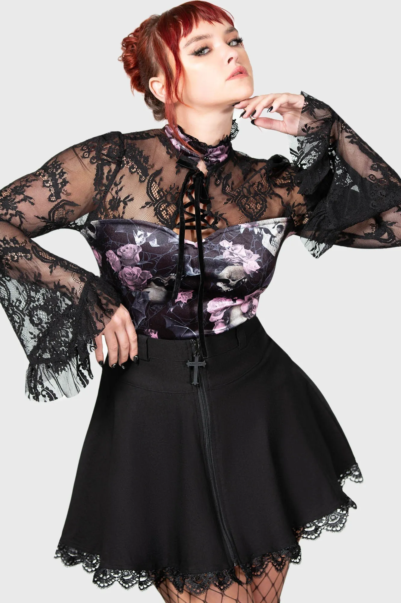 Poison Fang Long Sleeve Top [BLACK/PINK] - Resurrect