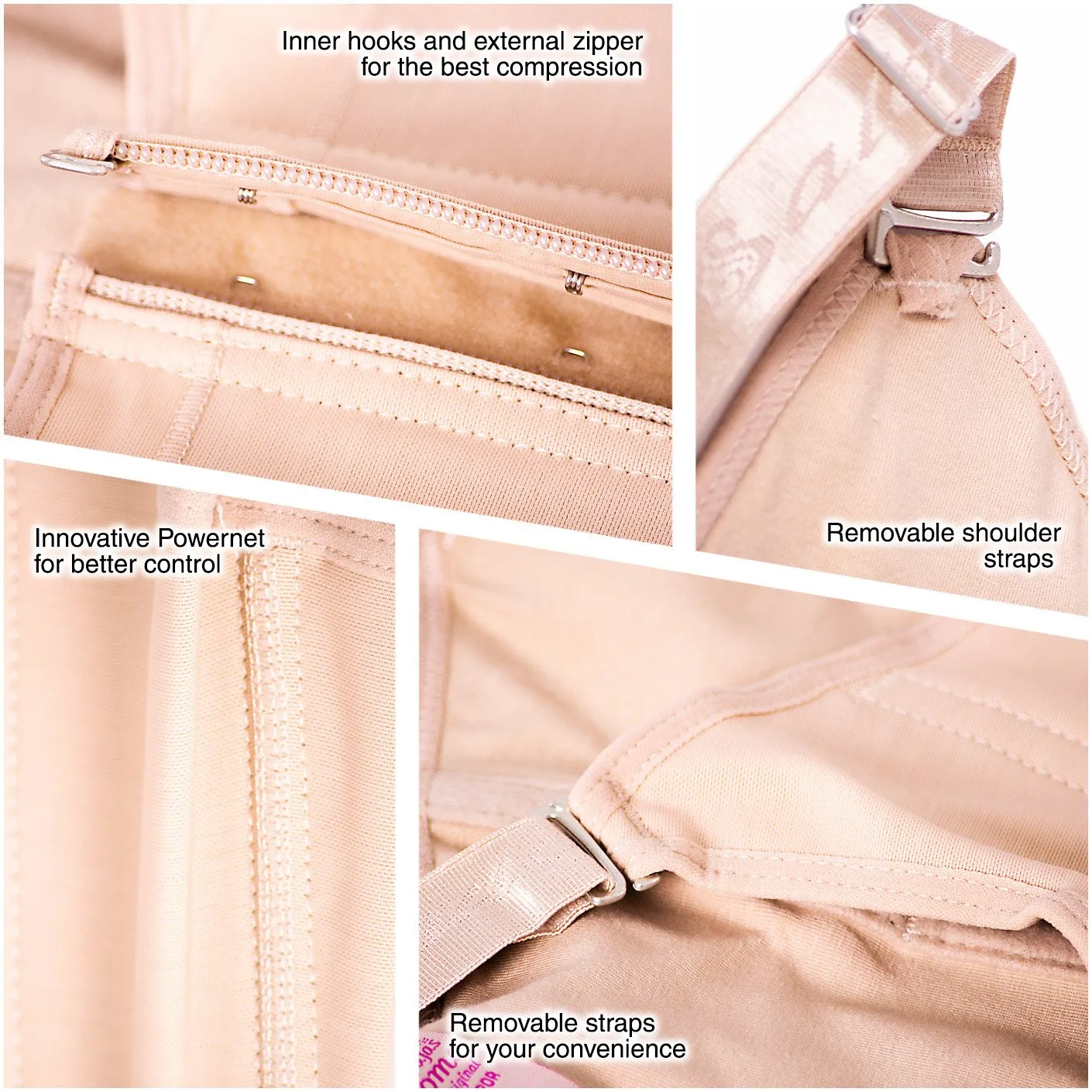 Postpartum Natural-birth and Everyday Shapewear Inner Hooks, Adjustable Straps, Medium Compression Fajas Salome 0313