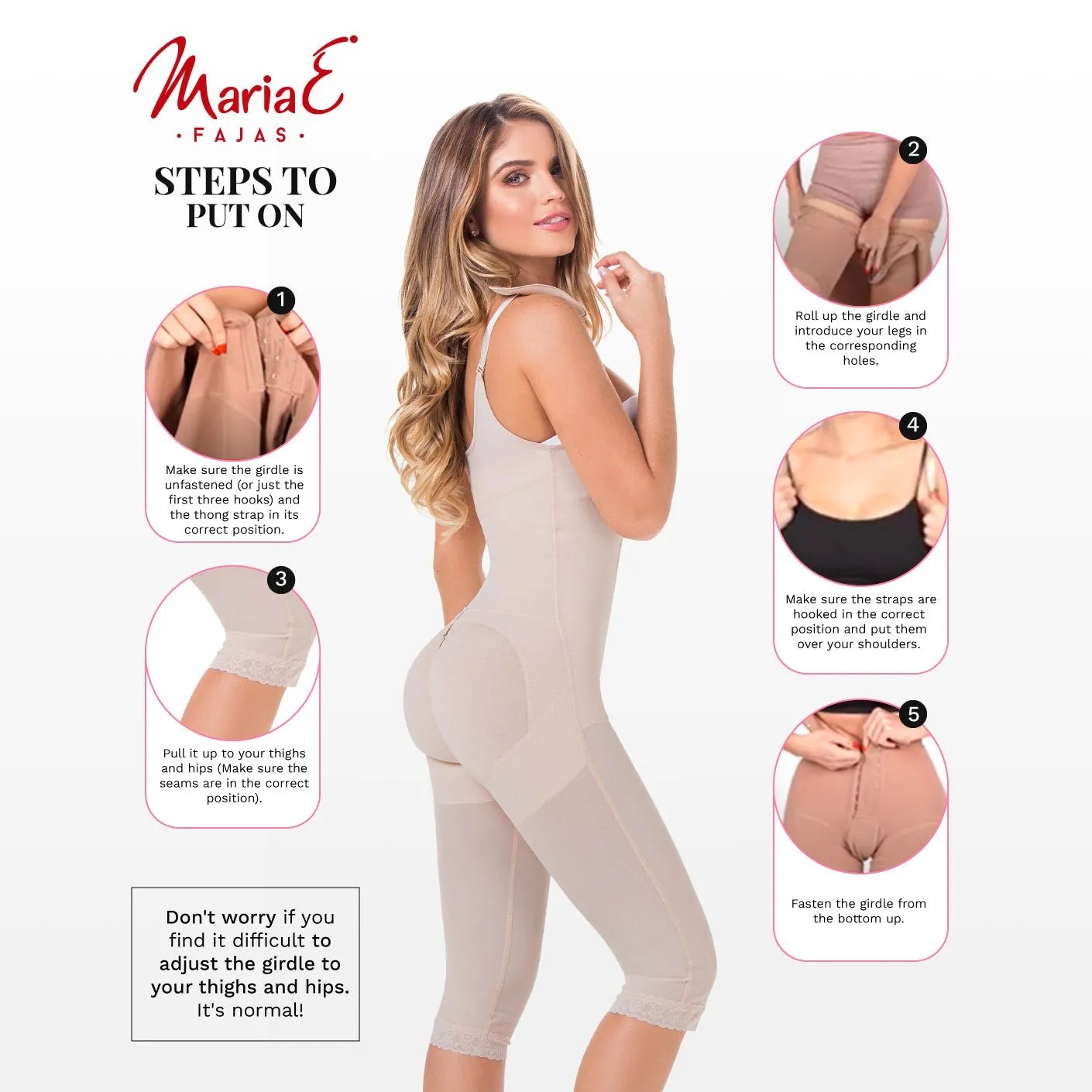 Postsurgical Compression Garment & Postpartum Girdle Mid-back coverage High compression Fajas MariaE 9152