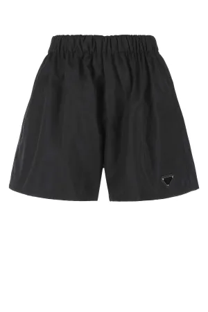 Prada Logo Plaque High Waist Shorts