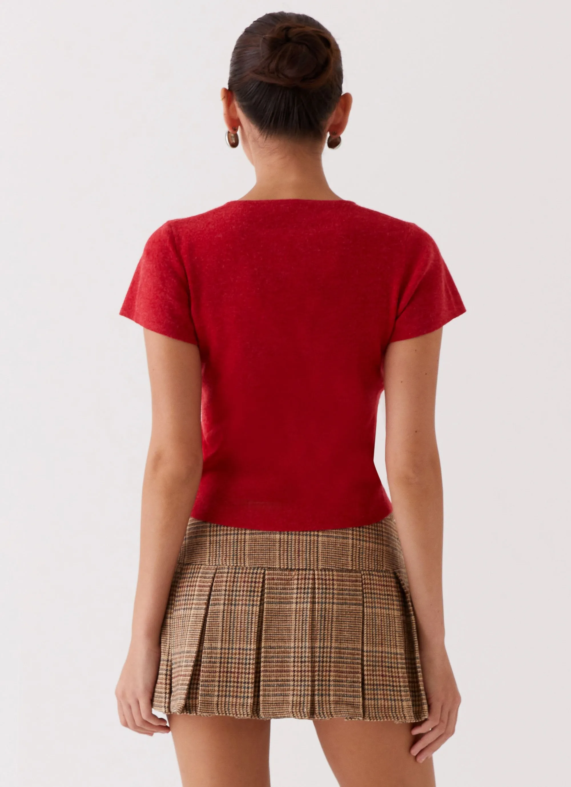 Raina Knit Crop Top - Ruby Red