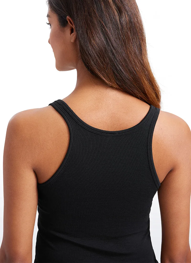 Ribbed Modal Waist Length Racerback Tanks
