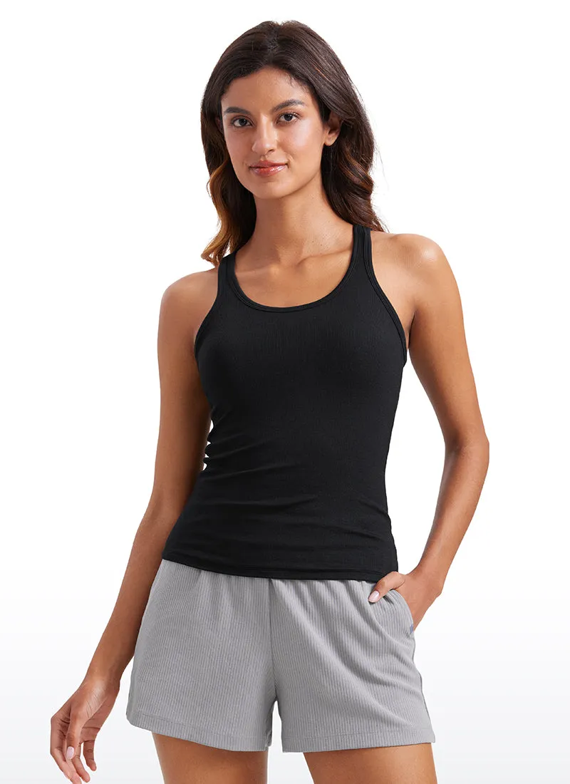 Ribbed Modal Waist Length Racerback Tanks