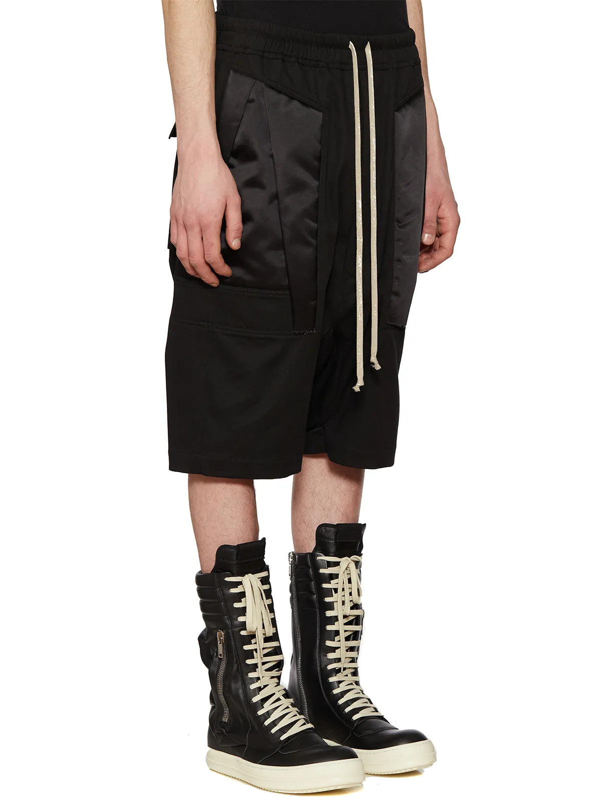 Rick Owens High Waist Dropped Crotch Drawstring Shorts