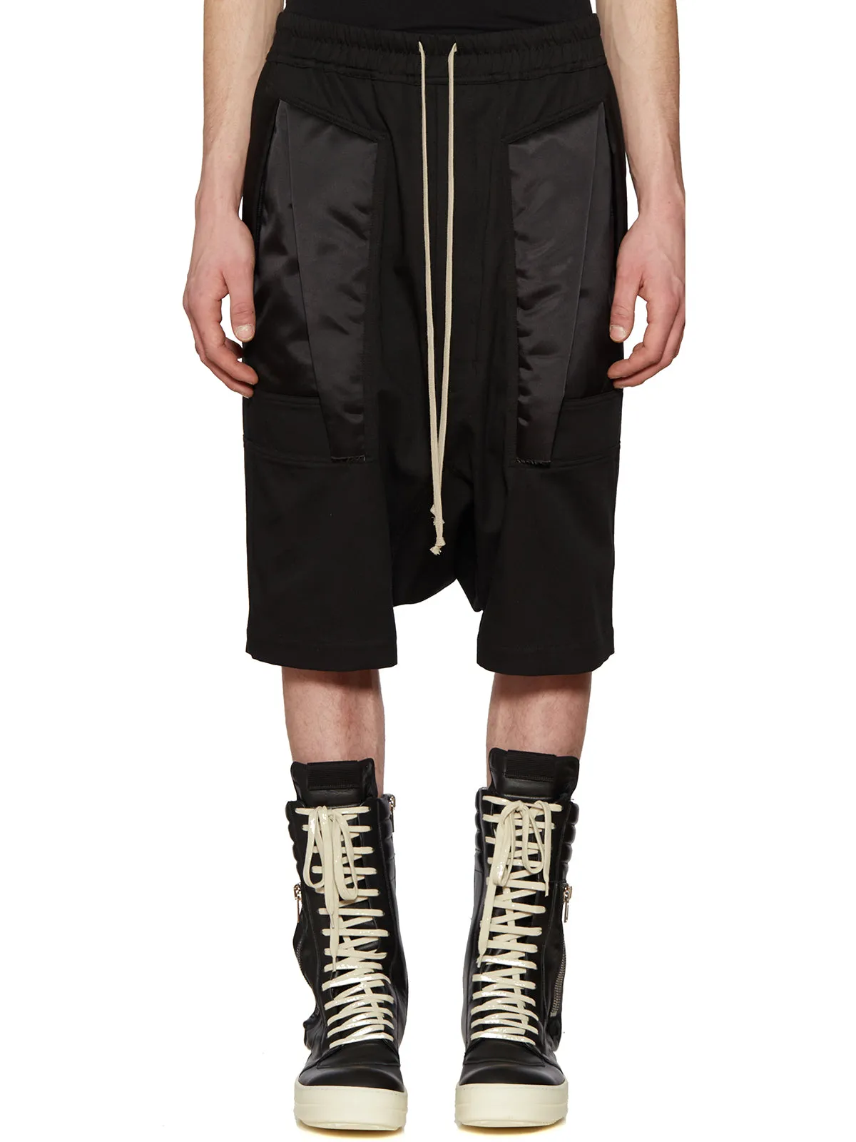 Rick Owens High Waist Dropped Crotch Drawstring Shorts