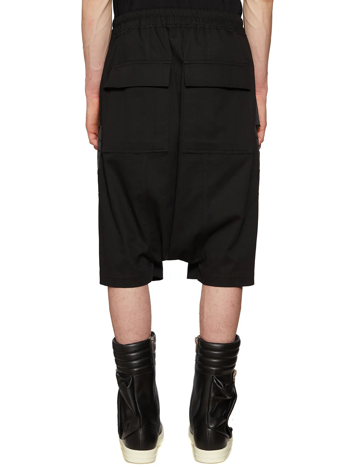 Rick Owens High Waist Dropped Crotch Drawstring Shorts