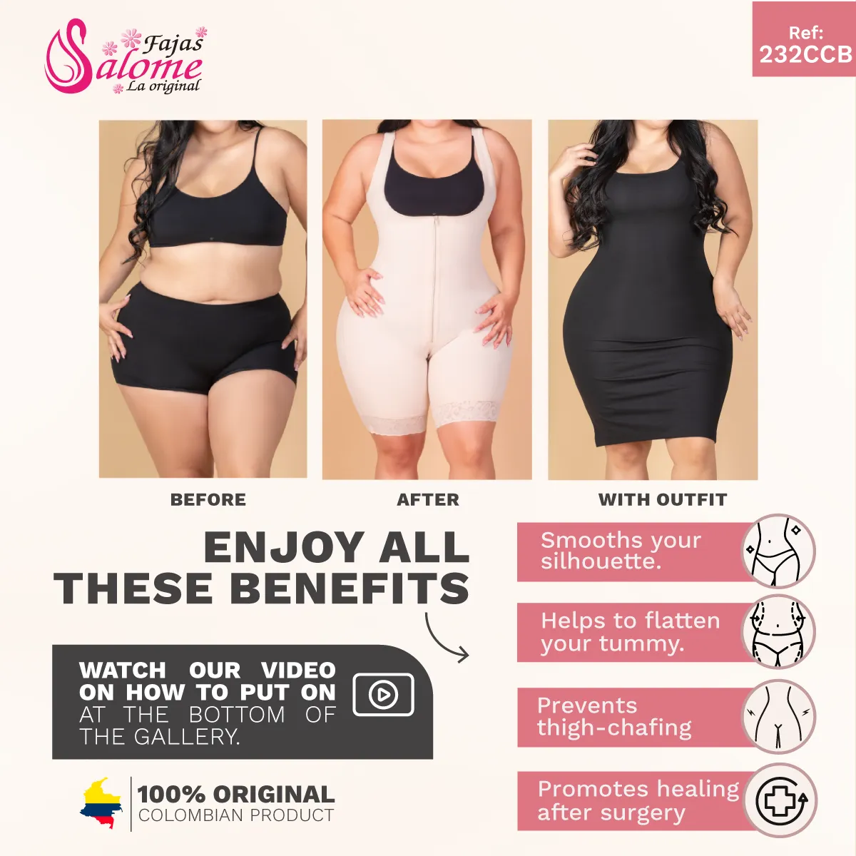 Salome 232-CCB | Full Body Shaper Faja w/ Butt Lifter and Waist Shaper
