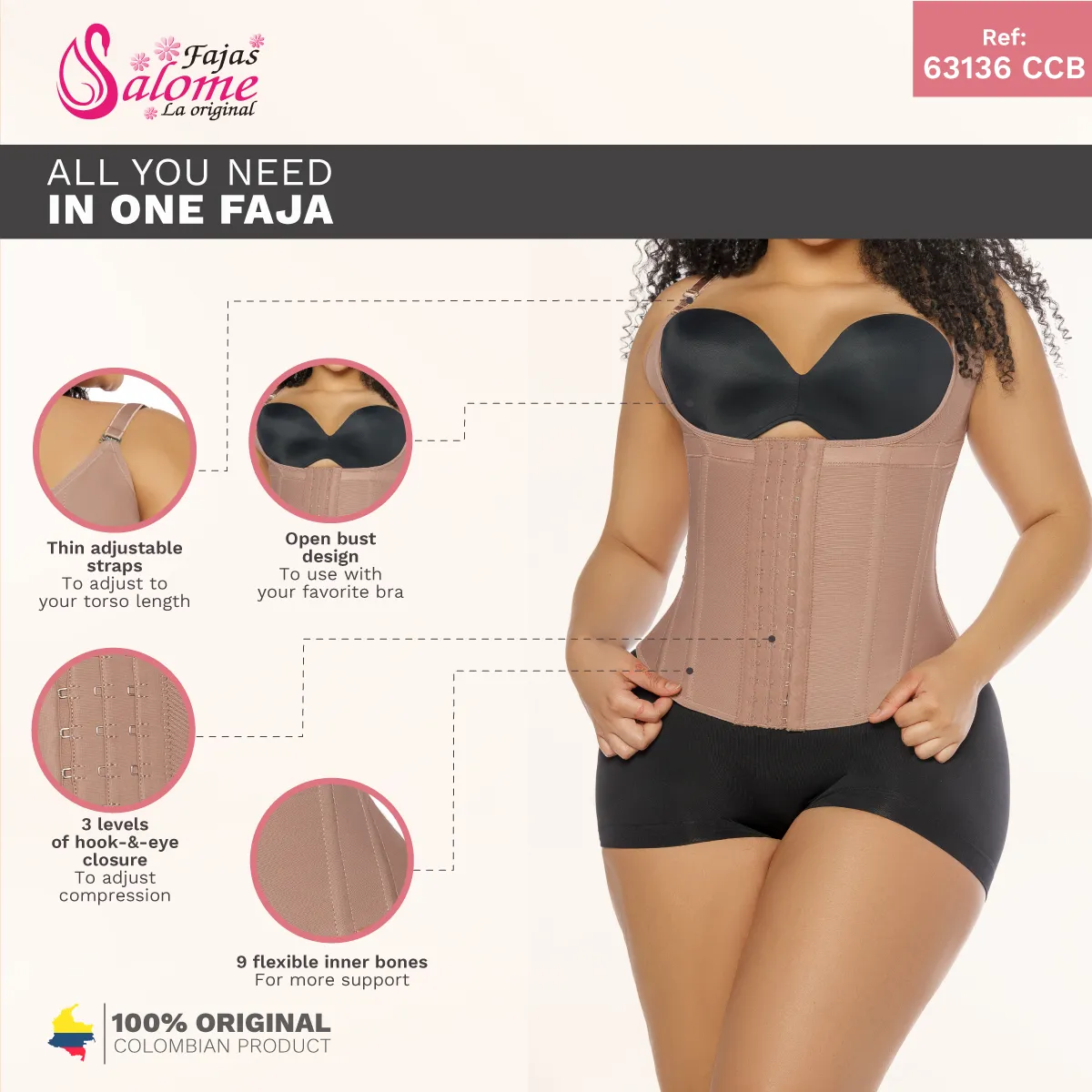 Salome 63136-CCB | Waist Cincher Fajas Colombianas Tummy Control Trainer