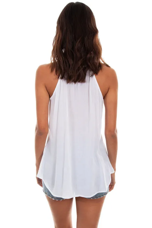 Scully HC455 Tie Front Emblem Rick Rack Tank Top