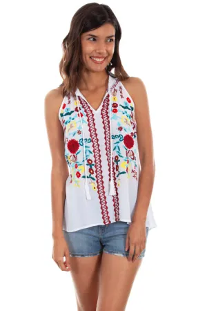Scully HC455 Tie Front Emblem Rick Rack Tank Top