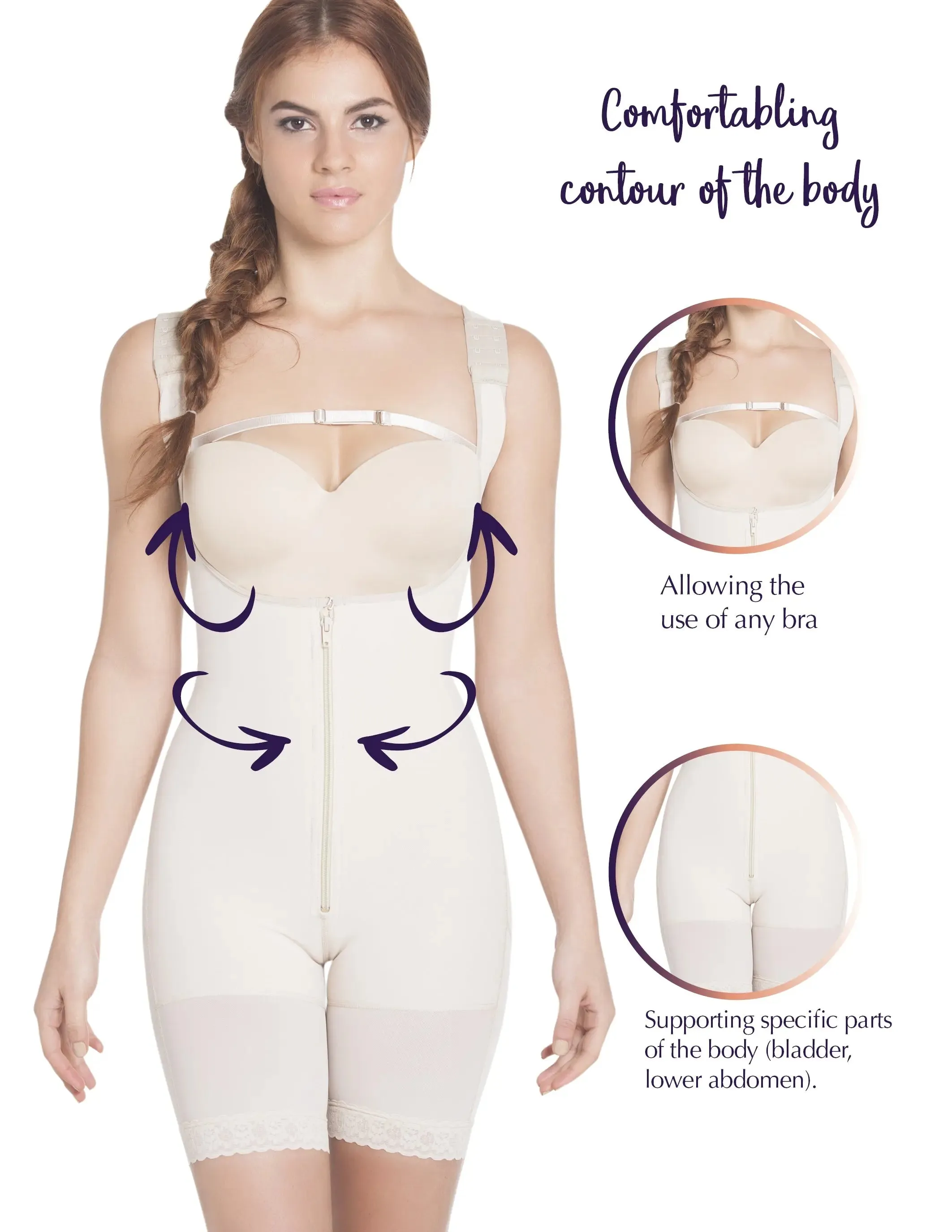 Siluet 1008 Wide Straps Mid-Thigh Bodysuit Slimming Shaper