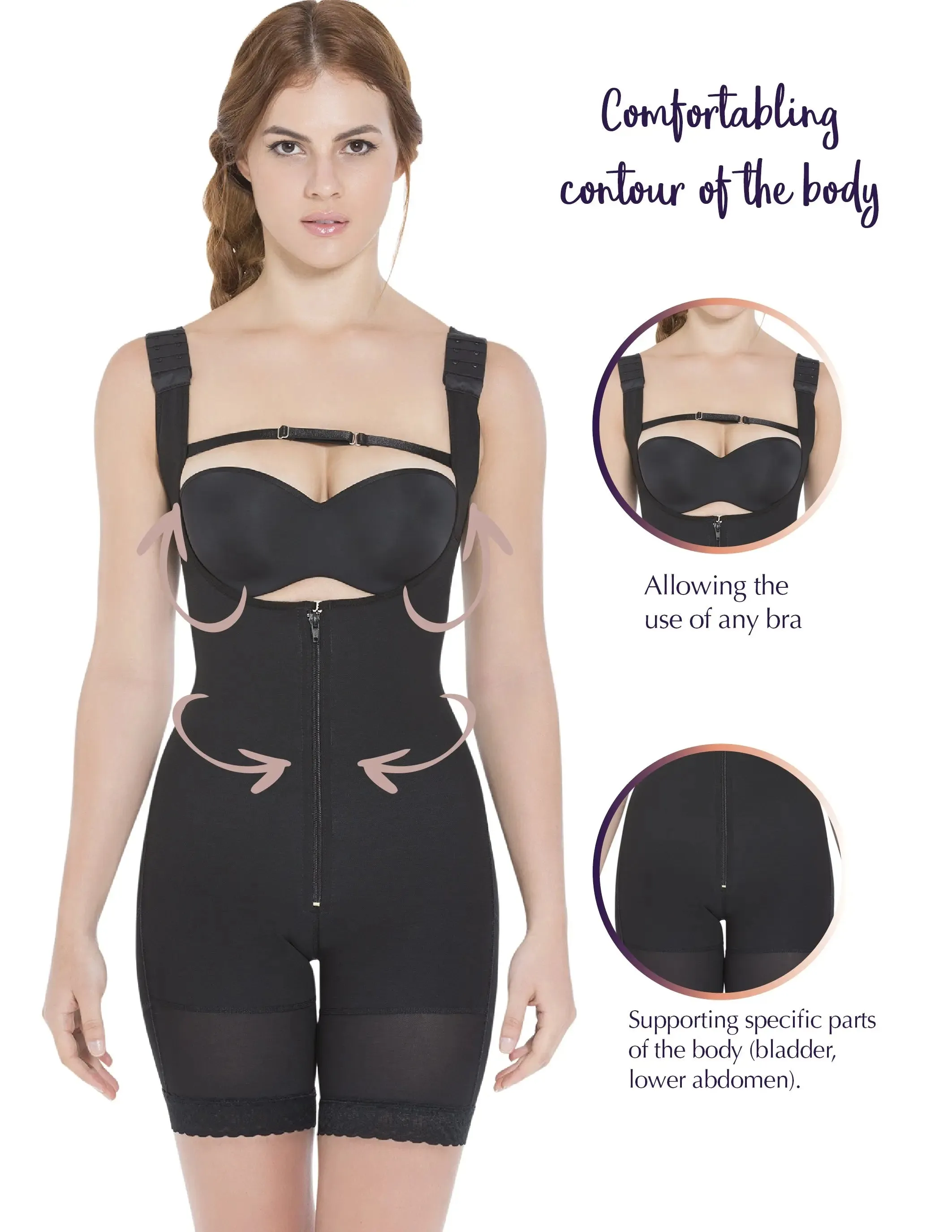 Siluet 1008 Wide Straps Mid-Thigh Bodysuit Slimming Shaper