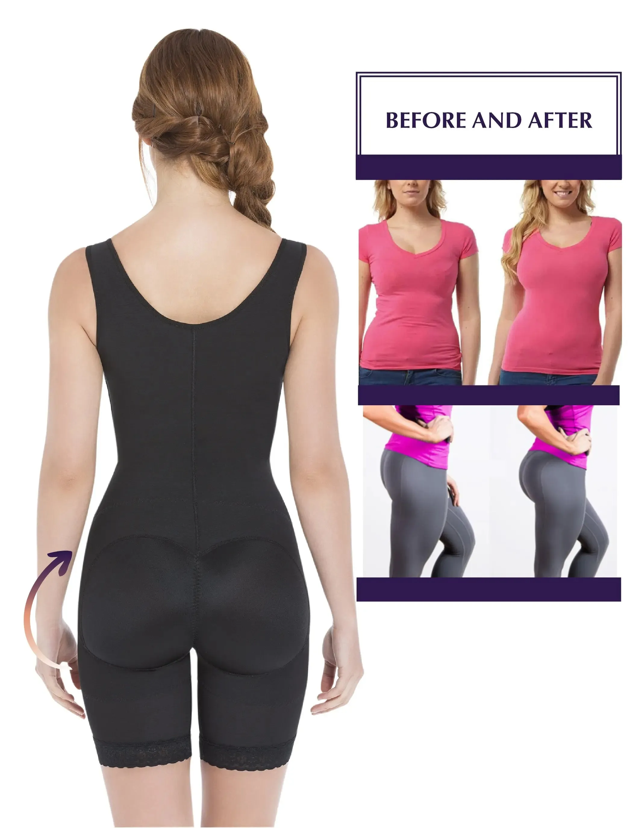 Siluet 1008 Wide Straps Mid-Thigh Bodysuit Slimming Shaper