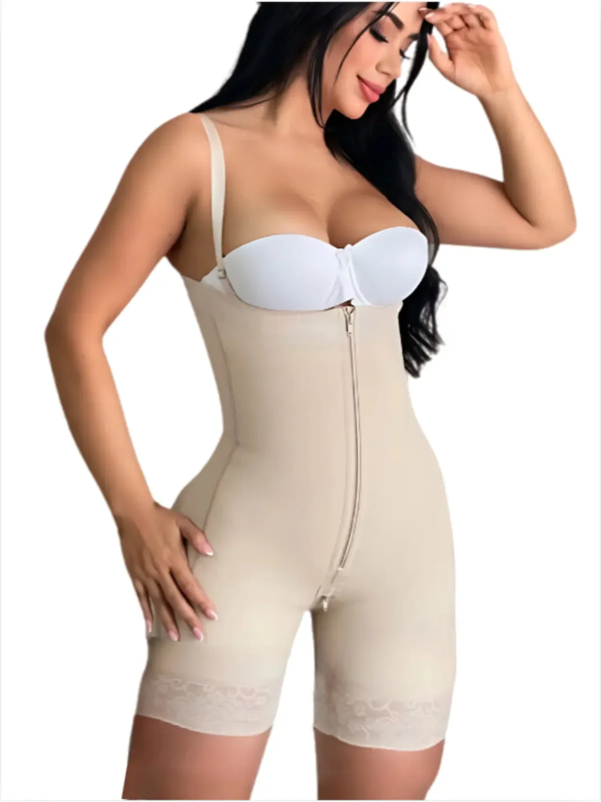Siluet 1027 Braless Mid-Thigh Minimizer Bodysuit – Full Body Shaping & Everyday Comfort
