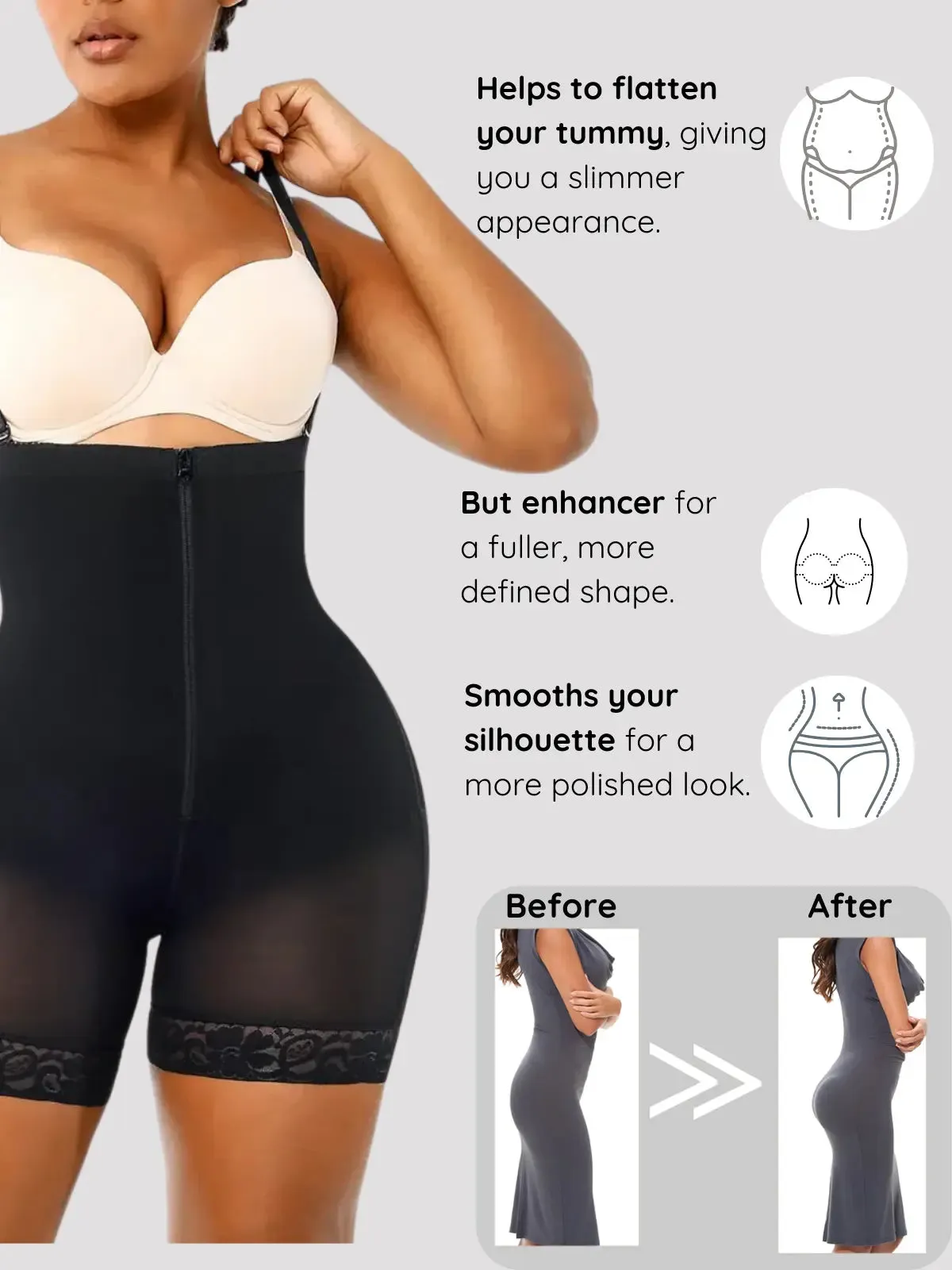 Siluet 1027 Braless Mid-Thigh Minimizer Bodysuit – Full Body Shaping & Everyday Comfort